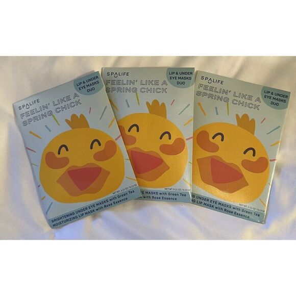 SpaLife Set of 3 Spring Chick Lip and Under Eye Mask Duos 0.21 oz ea NWOB - Picture 1 of 2